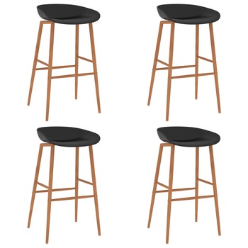 Set 4 scaune de bar, vidaXL, Plastic/Metal, 48 x 47,5 x 95,5 cm, Negru/Maro