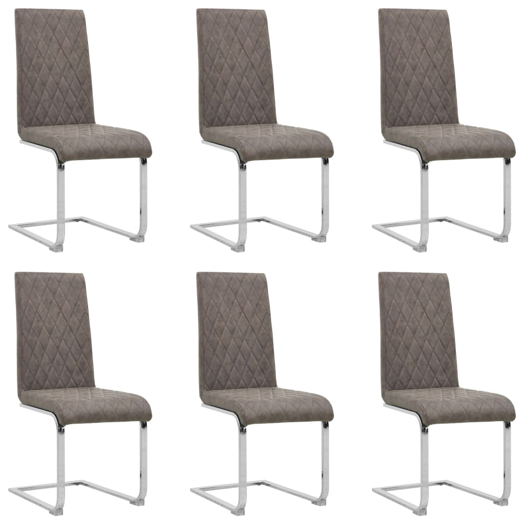 Set de 6 scaune consola de bucatarie, vidaXL, Piele ecologica/Fier, 43 x 58 x 98,5 cm, Maro deschis