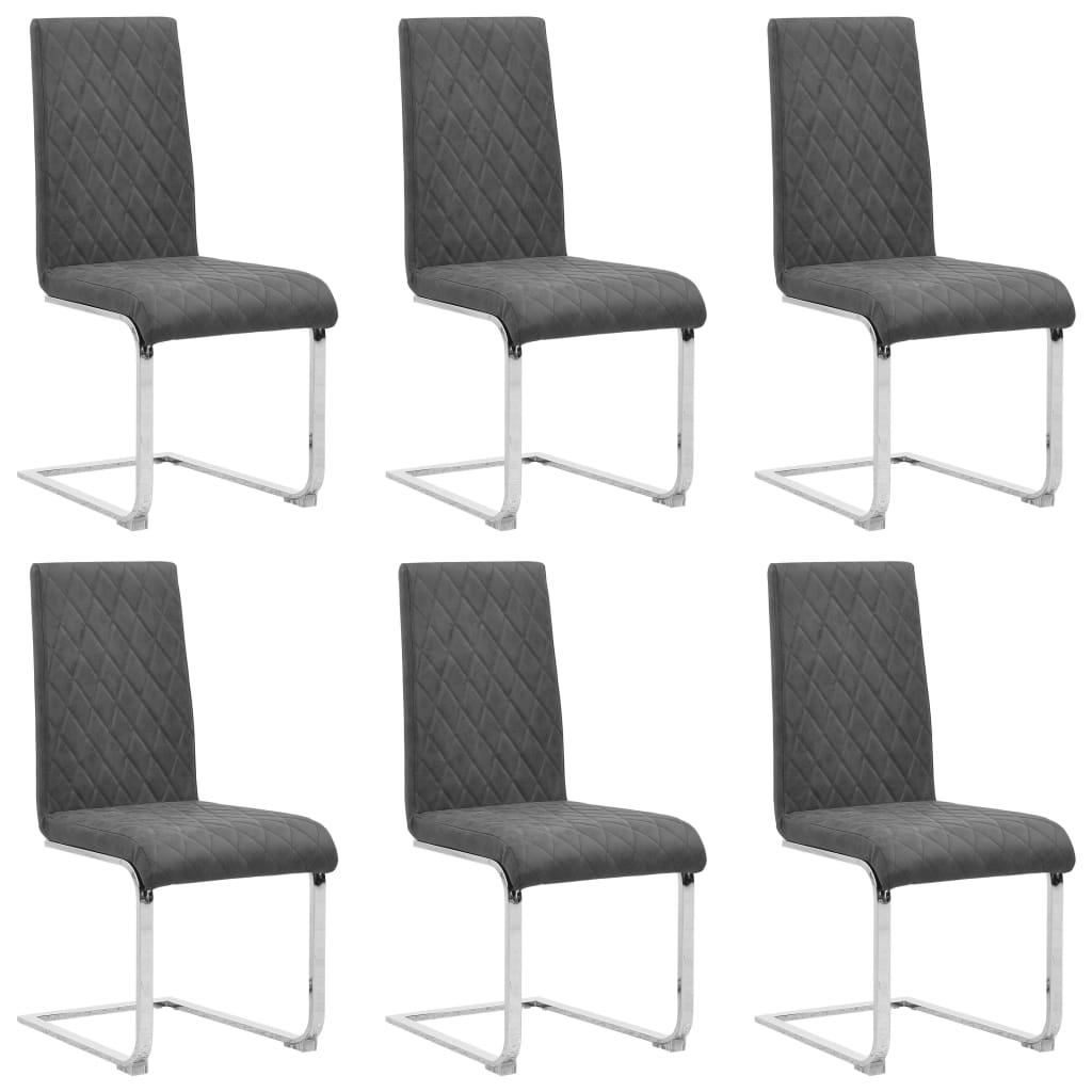 Set de 6 scaune consola de bucatarie, vidaXL, Piele ecologica/Fier, 43 x 58 x 98,5 cm, Gri