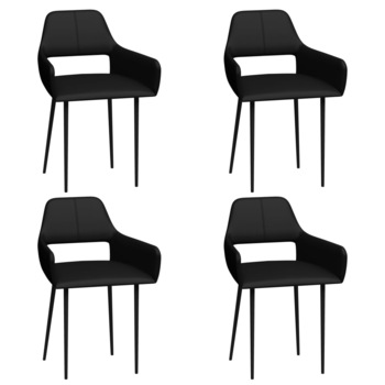 Set de 4 scaune de bucatarie, vidaXL, Piele ecologica/Metal, 54 x 52,5 x 79,5 cm, Negru
