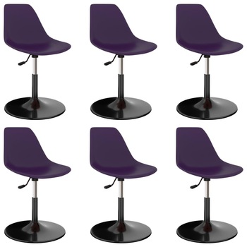 Set de 6 scaune de bucatarie, vidaXL, Plastic/metal, 45 x 55 x 73-87cm, Mov/Negru