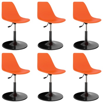 Set de 6 scaune de bucatarie, vidaXL, Plastic/metal, 45 x 55 x 73-87cm, Portocaliu/Negru