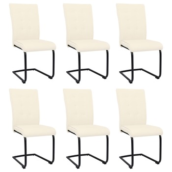 Set de 6 scaune de bucatarie vidaXL, Textil/MDF, 45 x 58,5 x 97 cm, Crem