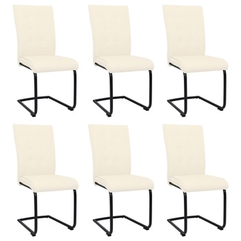 Set de 6 scaune de bucatarie vidaXL, Textil/MDF, 45 x 58,5 x 97 cm, Crem Set de 6 scaune de bucatarie vidaXL, Textil/MDF, 45 x 58,5 x 97 cm, Crem