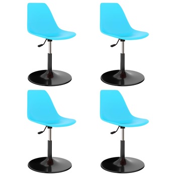 Set de 4 scaune de bucatarie, vidaXL, Plastic/metal, 45 x 55 x 73-87cm, Albastru/Negru