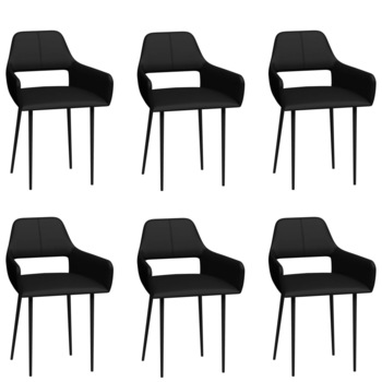 Set de 6 scaune de bucatarie, vidaXL, Piele ecologica/Metal, 54 x 52,5 x 79,5 cm, Negru