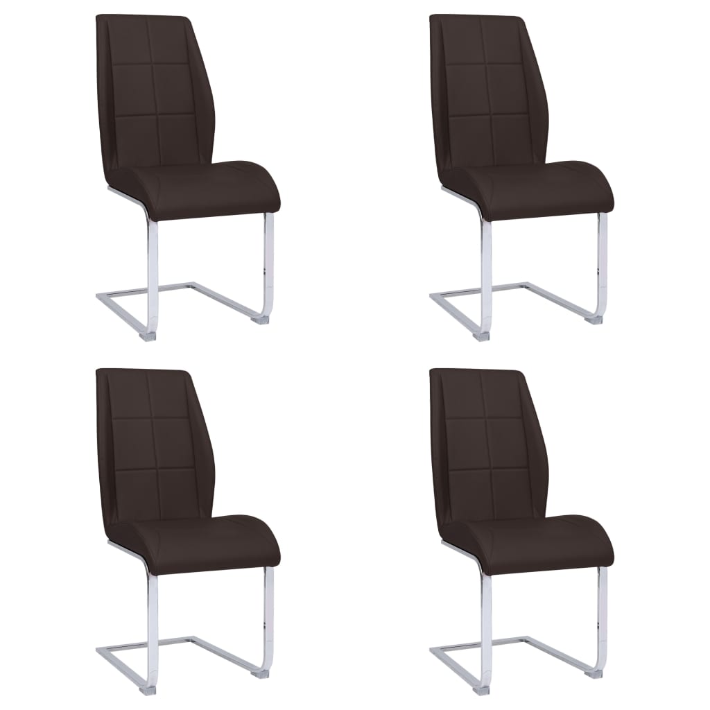 Set de 4 scaune de bucatarie, vidaXL, Textil/Metal, 45,5 x 58 x 99 cm, Maro inchis