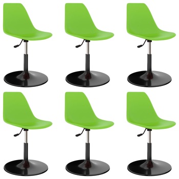 Set de 6 scaune de bucatarie, vidaXL, Plastic/metal, 45 x 55 x 73-87cm, Verde/Negru