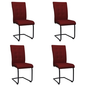 Set de 4 scaune de bucatarie vidaXL, Textil/MDF, 45 x 58,5 x 97 cm, Grena