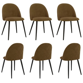 Set 6 scaune de bucatarie, vidaXL, Textil/MDF/Fier, 47 x 53,5 x 78 cm, Maro