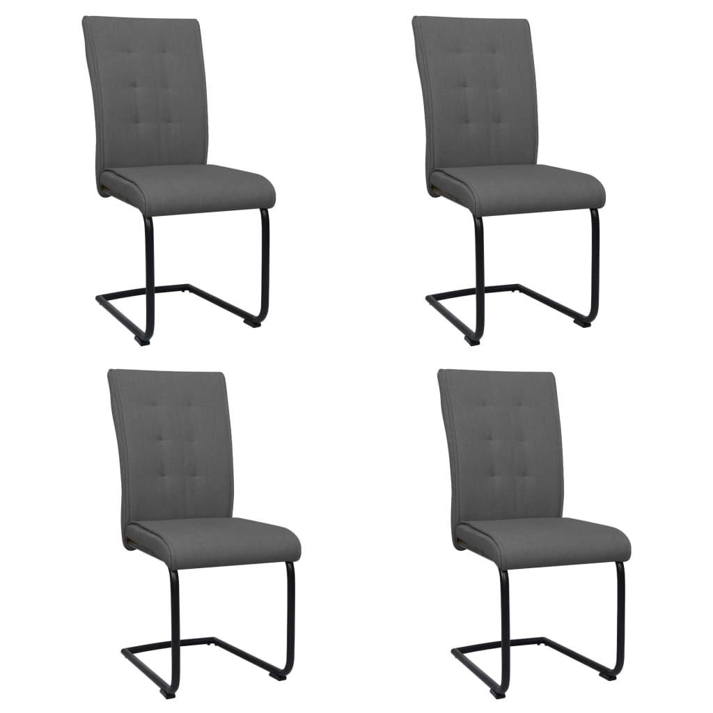 Set de 4 scaune de bucatarie vidaXL, Textil/MDF, 45 x 58,5 x 97 cm, Gri
