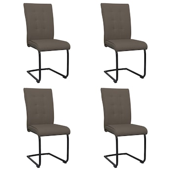 Set de 4 scaune de bucatarie vidaXL, Textil/MDF, 45 x 58,5 x 97 cm, Maro taupe