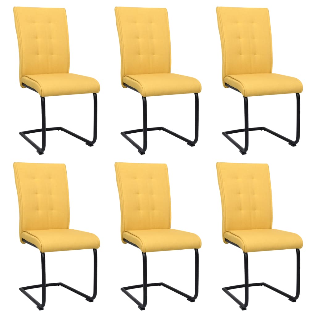 Set de 6 scaune de bucatarie vidaXL, Textil/MDF, 45 x 58,5 x 97 cm, Galben