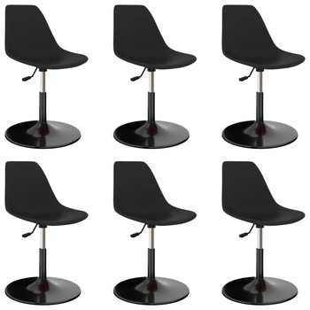 Set de 6 scaune de bucatarie, vidaXL, Plastic/metal, 45 x 55 x 73-87cm, Negru