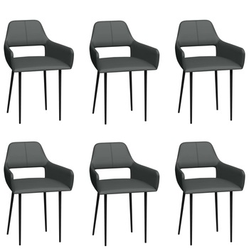 Set de 6 scaune de bucatarie, vidaXL, Piele ecologica/Metal, 54 x 52,5 x 79,5 cm, Gri Set de 6 scaune de bucatarie, vidaXL, Piele ecologica/Metal, 54 x 52,5 x 79,5 cm, Gri