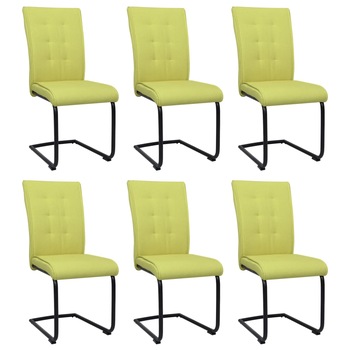 Set de 6 scaune de bucatarie vidaXL, Textil/MDF, 45 x 58,5 x 97 cm, Verde