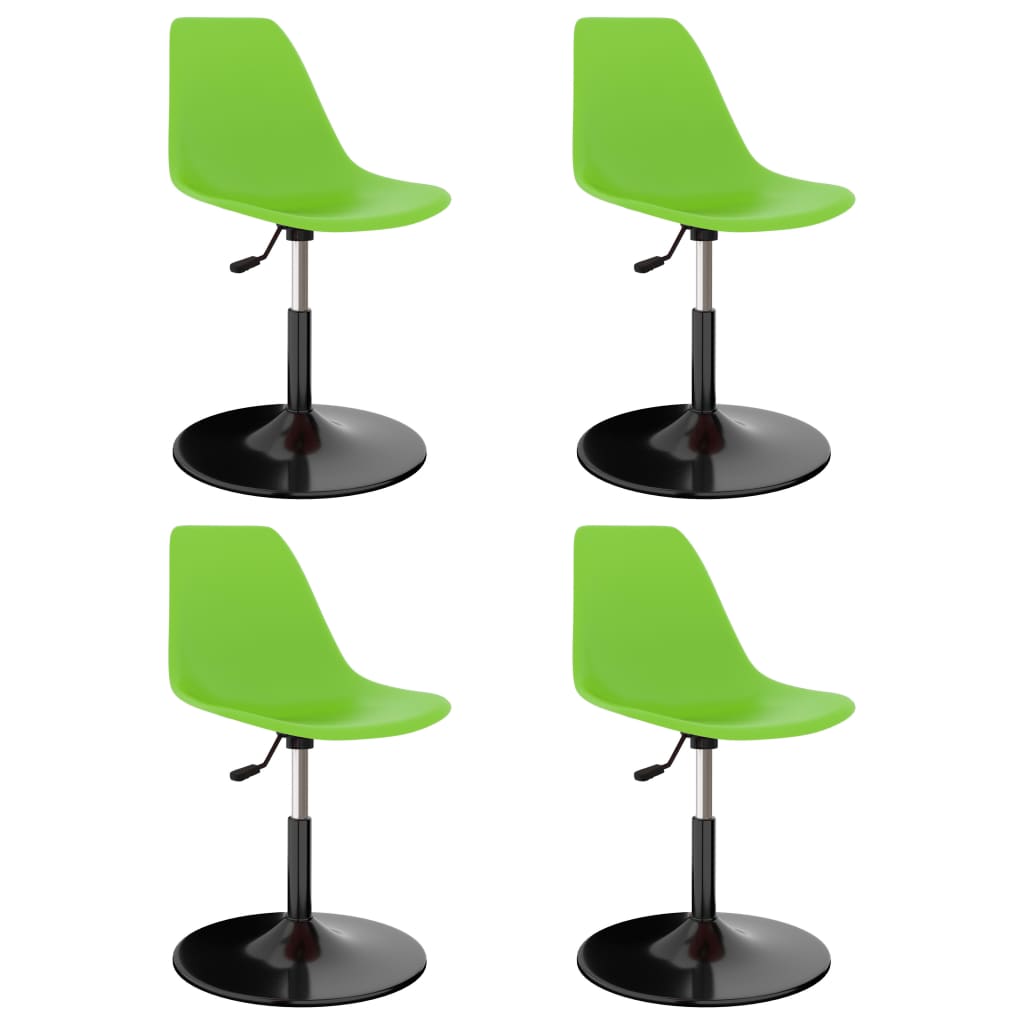 Set de 4 scaune de bucatarie, vidaXL, Plastic/metal, 45 x 55 x 73-87cm, Verde/Negru