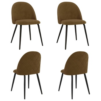 Set 4 scaune de bucatarie, vidaXL, Textil/MDF/Fier, 47 x 53,5 x 78 cm, Maro Set 4 scaune de bucatarie, vidaXL, Textil/MDF/Fier, 47 x 53,5 x 78 cm, Maro