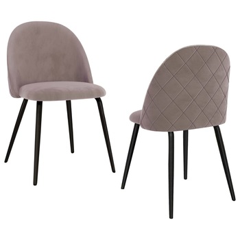 Set 2 scaune de bucatarie, vidaXL, Textil/MDF/Fier, 47 x 53,5 x 78 cm, Roz