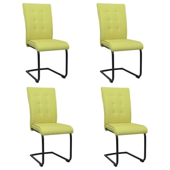 Set de 4 scaune de bucatarie vidaXL, Textil/MDF, 45 x 58,5 x 97 cm, Verde