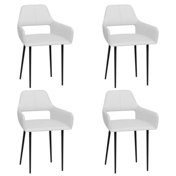 Set de 4 scaune de bucatarie, vidaXL, Piele ecologica/Metal, 54 x 52,5 x 79,5 cm, Alb