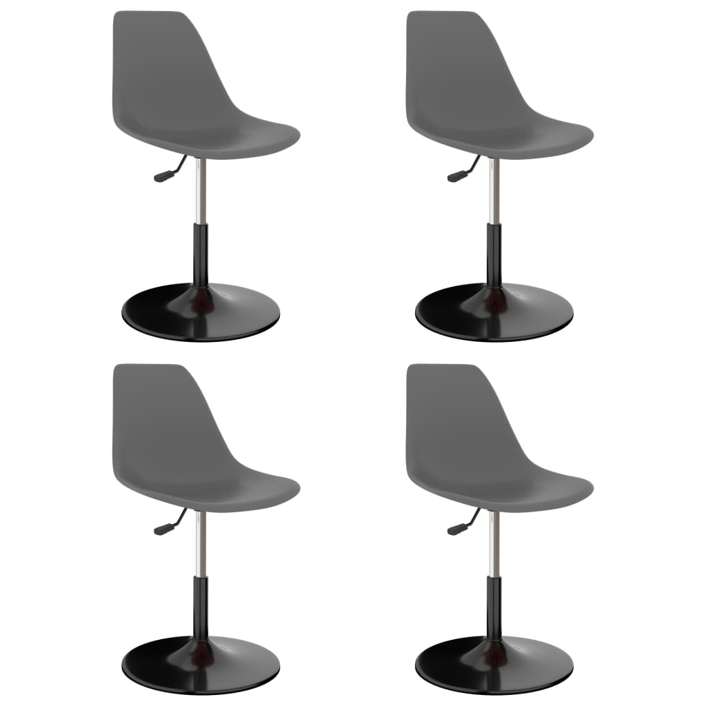 Set de 4 scaune de bucatarie, vidaXL, Plastic/metal, 45 x 55 x 73-87cm, Gri deschis