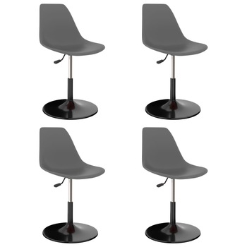 Set de 4 scaune de bucatarie, vidaXL, Plastic/metal, 45 x 55 x 73-87cm, Gri deschis