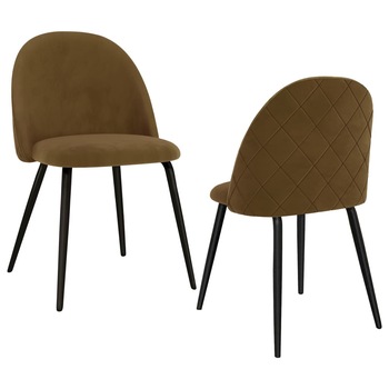 Set 2 scaune de bucatarie, vidaXL, Textil/MDF/Fier, 47 x 53,5 x 78 cm, Maro Set 2 scaune de bucatarie, vidaXL, Textil/MDF/Fier, 47 x 53,5 x 78 cm, Maro