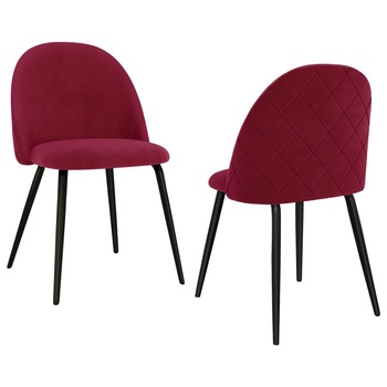 Set 2 scaune de bucatarie, vidaXL, Textil/MDF/Fier, 47 x 53,5 x 78 cm, Grena