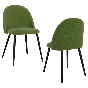 Set 2 scaune de bucatarie, vidaXL, Textil/MDF/Fier, 47 x 53,5 x 78 cm, Maro