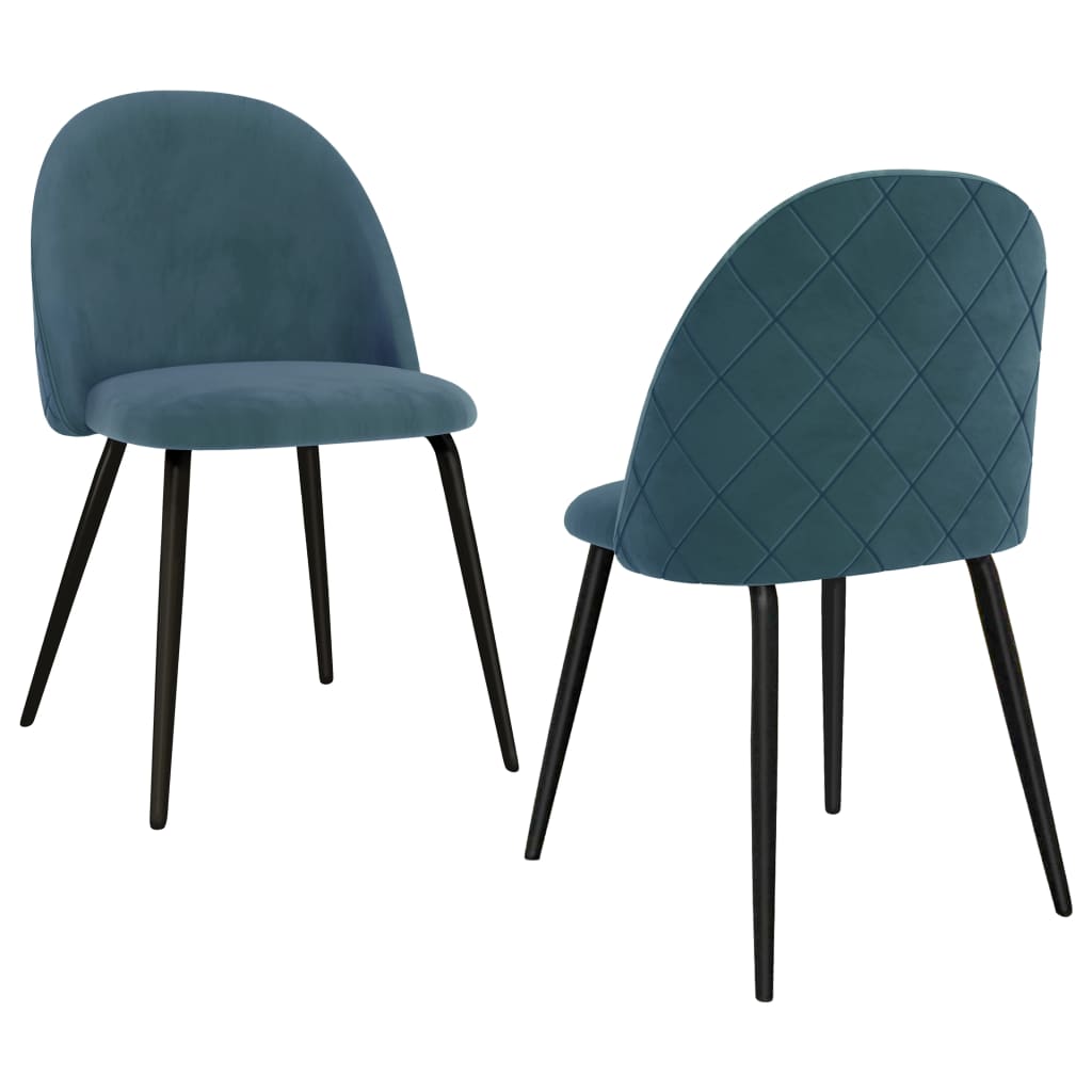 Set 2 scaune de bucatarie, vidaXL, Textil/MDF/Fier, 47 x 53,5 x 78 cm, Albastru