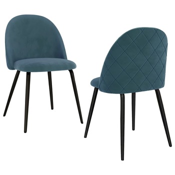 Set 2 scaune de bucatarie, vidaXL, Textil/MDF/Fier, 47 x 53,5 x 78 cm, Albastru Set 2 scaune de bucatarie, vidaXL, Textil/MDF/Fier, 47 x 53,5 x 78 cm, Albastru