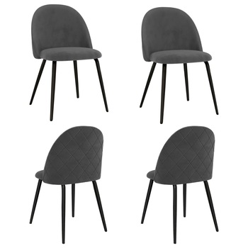 Set 4 scaune de bucatarie, vidaXL, Textil/MDF/Fier, 47 x 53,5 x 78 cm, Gri Set 4 scaune de bucatarie, vidaXL, Textil/MDF/Fier, 47 x 53,5 x 78 cm, Gri