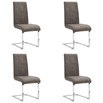 Set de 4 scaune consola de bucatarie, vidaXL, Piele artificiala/Metal, 43 x 57 x 100 cm, Maro inchis