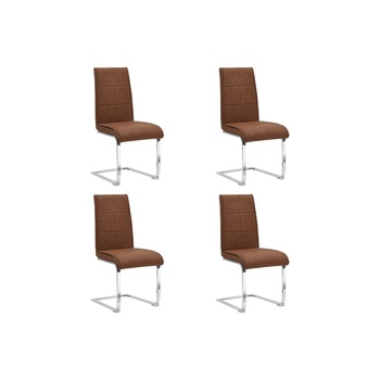Set de 4 scaune consola de bucatarie, vidaXL, Piele artificiala/Metal, 43 x 57 x 100 cm, Maro