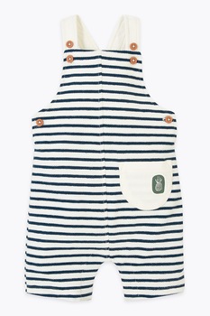 Marks & Spencer, Salopeta din bumbac cu model in dungi, Bleumarin/Alb, 69-72 CM Standard Marks & Spencer, Salopeta din bumbac cu model in dungi, Bleumarin/Alb, 69-72 CM Standard