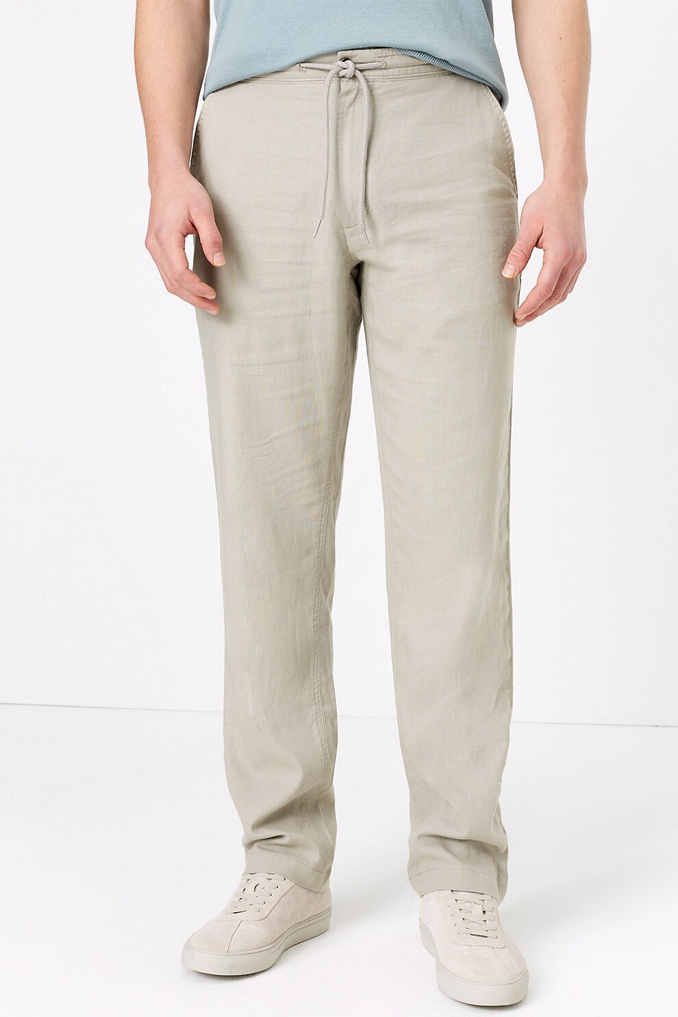 Marks & Spencer, Pantaloni regular fit din amestec de in, Bej deschis