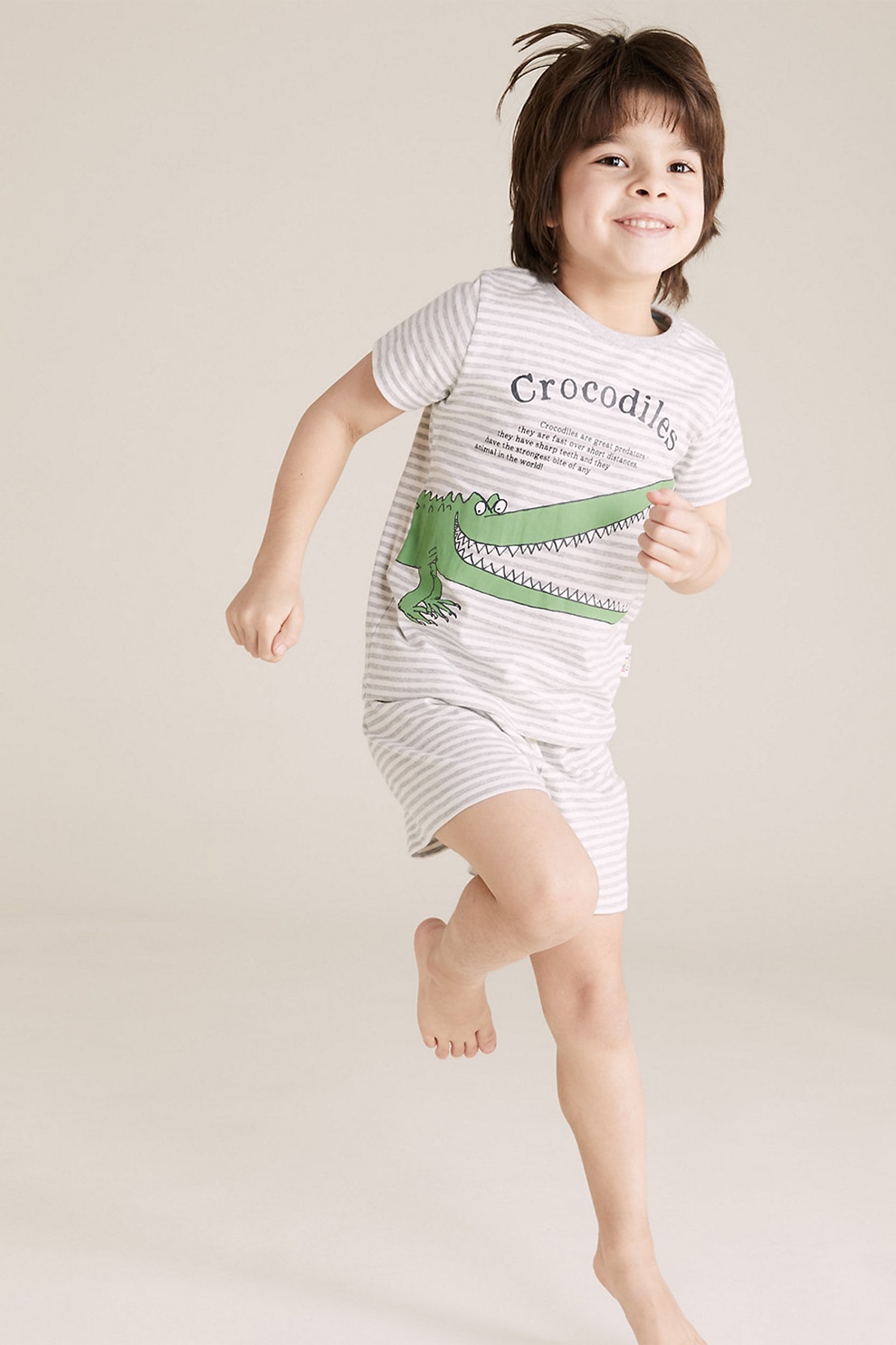 Marks & Spencer, Pijama din bumbac cu imprimeu, Alb