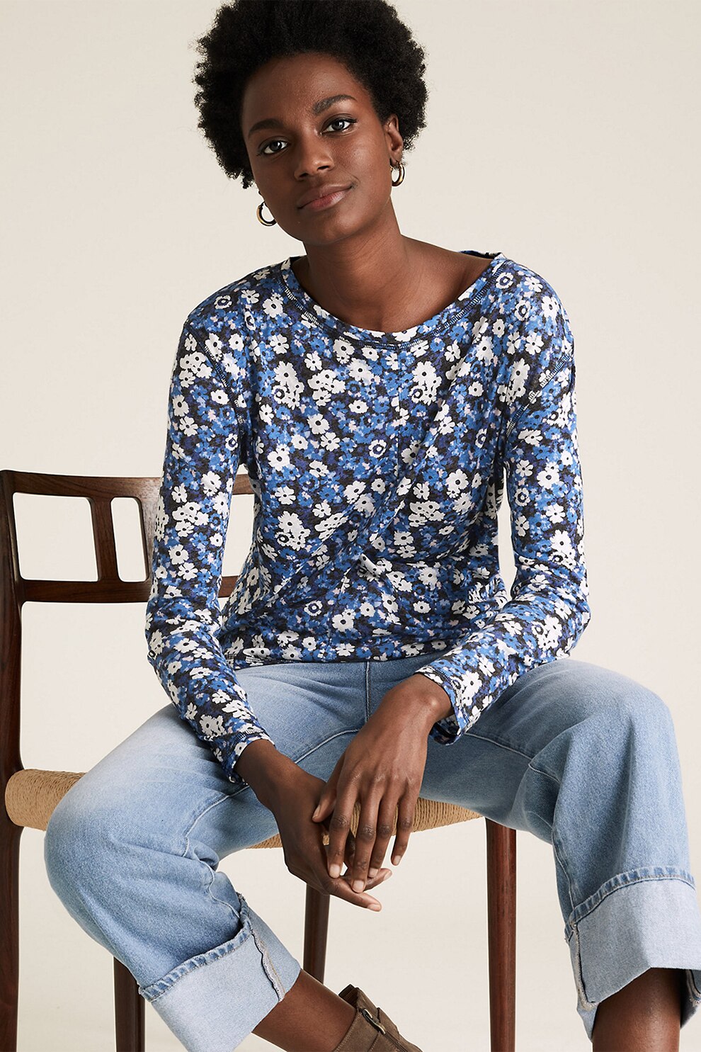 Marks & Spencer, Bluza cu imprimeu floral, Albastru