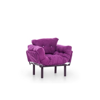 Fotoliu extensibil Nitta Single, Futon, metal, mov Fotoliu extensibil Nitta Single, Futon, metal, mov