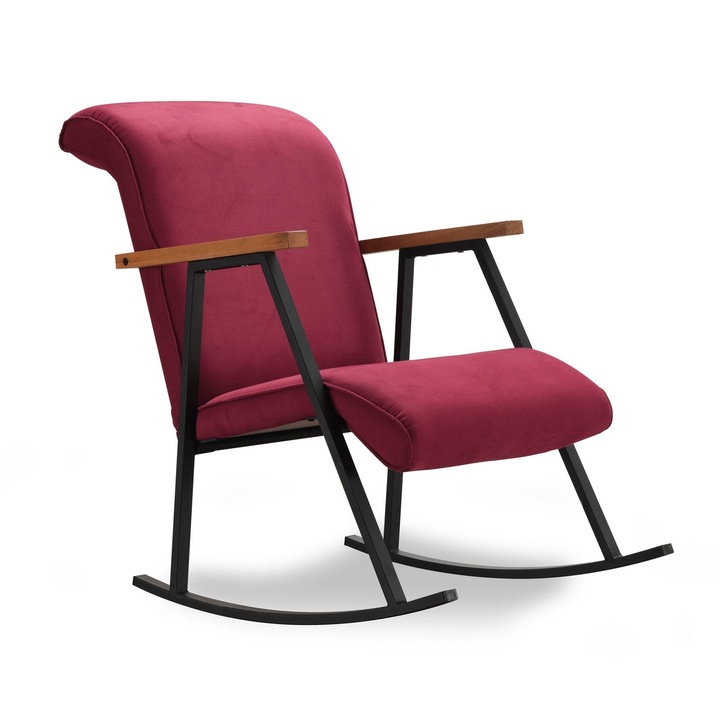 Fotoliu balansoar Yoka, Futon, 86x60x96 cm, metal, rosu