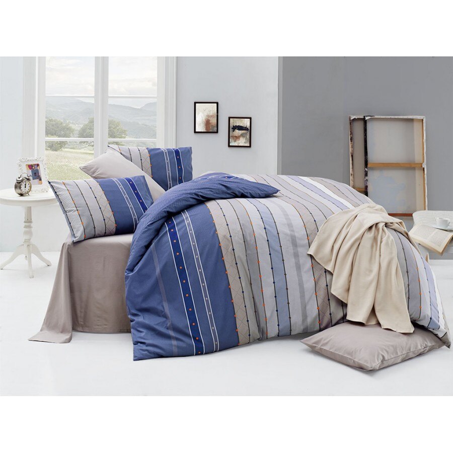 Lenjerie pat dublu bumbac 100% ranforce, 4 piese, Nazenin Home, Rulling Royal