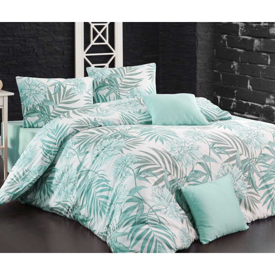 Lenjerie pat dublu bumbac 100% ranforce, 4 piese, Nazenin Home, Amazing Turquase