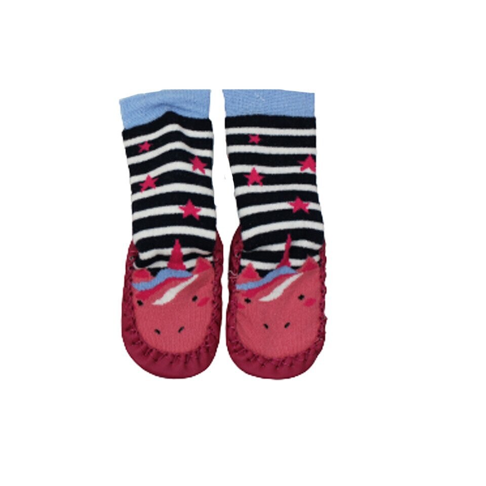 Mocasini, unicorn, roz cu dungi bluemarin