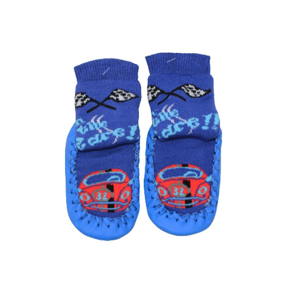 Mocasini, albastri cu masinuta rosie 32