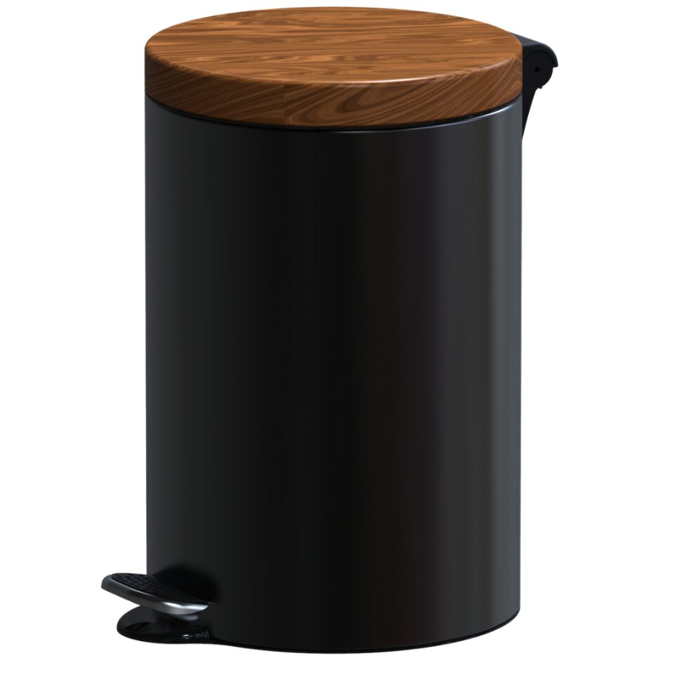 Cos de gunoi cu pedala Studio Casa, Metal, 12L, Negru/Wood