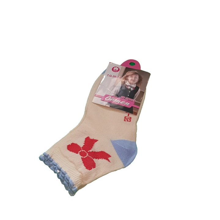 Детски чорапи, модел с панделка, Бял/Син