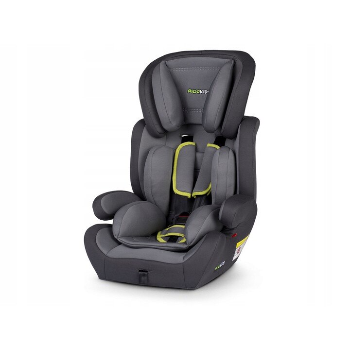 Scaun auto KinderVibe, 9-36Kg, Centura Sabelt cu Prindere in 5 Puncte, Protectie laterala, Tetiera Reglabila pe Inaltime, Spatar si Centuri Ajustabile, Husa Detasabila si Lavabila, Negru/Gri