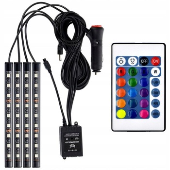 Kit 4 benzi led lumina ambientala pedalier Rgb 12 Led-uri Kit 4 benzi led lumina ambientala pedalier Rgb 12 Led-uri