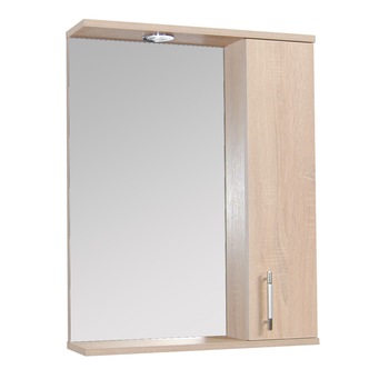 Oglinda baie cu dulap si iluminare Badenmob 020, 2 rafturi, ABS, PAL, 71x56x14 cm, Sonoma Oglinda baie cu dulap si iluminare Badenmob 020, 2 rafturi, ABS, PAL, 71x56x14 cm, Sonoma